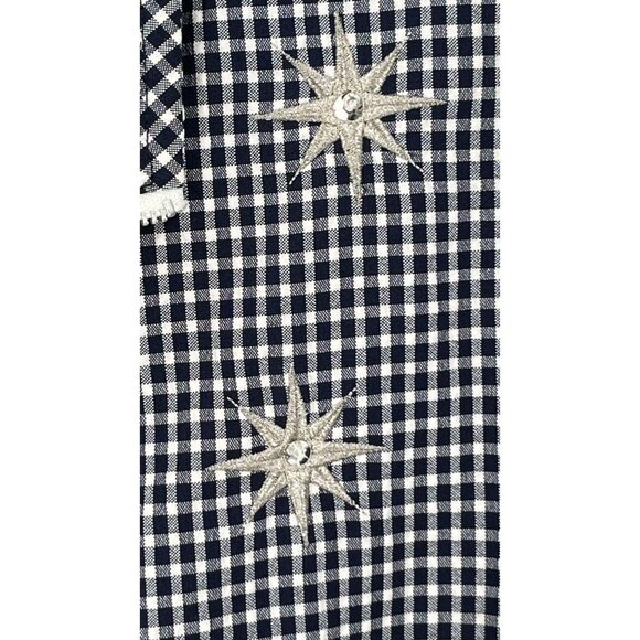 Alfred Dunner Jacket 12P Navy Plaid Embroidered Stars Sequins Zip Shoulder Pads - Picture 5 of 11